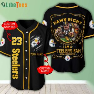 Personalized Steelers Baseball Jersey Damn Right I Am Steelers Fan