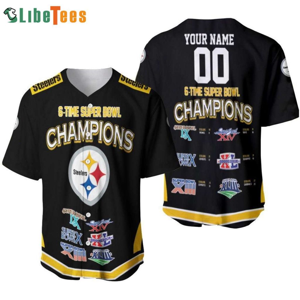 Pittsburgh Steelers Baseball Jersey 6-Time Super Bowl Champions