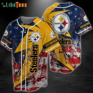 Pittsburgh Steelers Baseball Jersey American Flag Texture