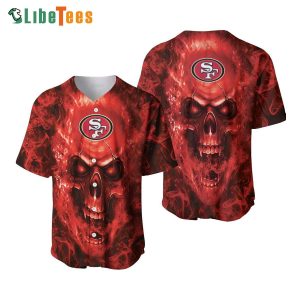 San Francisco 49ers Baseball Jersey Skull Fire
