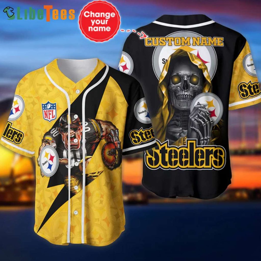 Skull Pittsburgh Steelers Baseball Jersey Custom Name