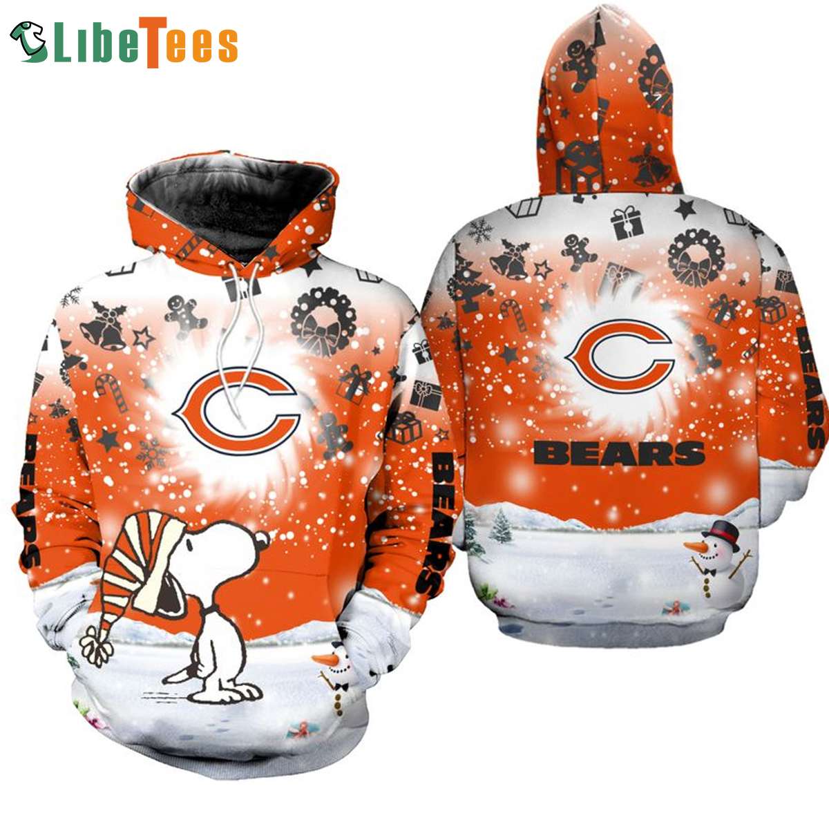 Chicago Bears Hoodie Mens 3D Wonderful Snoopy Christmas Chicago Bears Gifts  For Him - Personalized Gifts: Family, Sports, Occasions, Trending