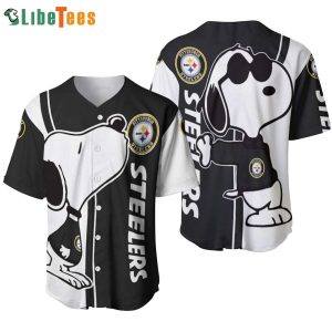 Snoopy Pittsburgh Steelers Baseball Jersey Black And White
