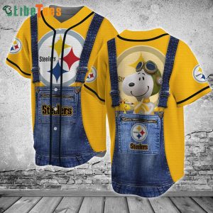 Snoopy Yellow Pittsburgh Steelers Baseball Jersey