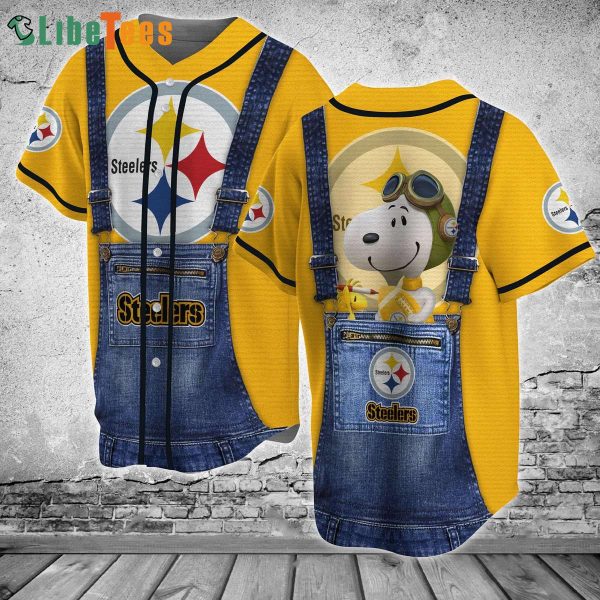 Snoopy Yellow Pittsburgh Steelers Baseball Jersey