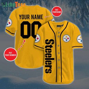 Yellow Custom Name And Number Steelers Baseball Jersey