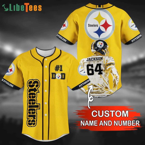 Yellow Pittsburgh Steelers Baseball Jersey Custom Name And Number