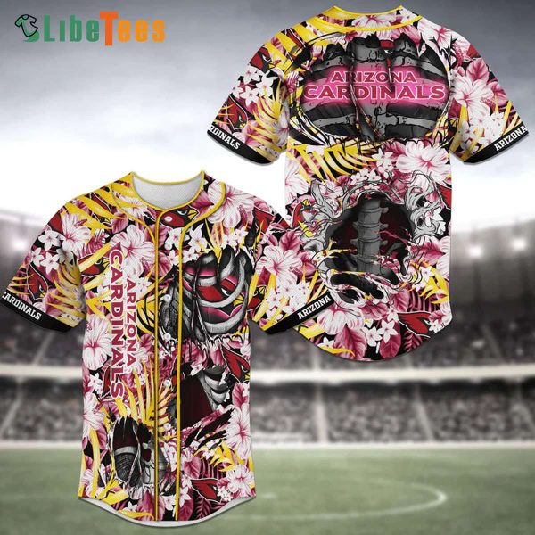 Arizona Cardinals Baseball Jersey Skeleton Flower