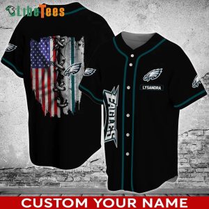 Custom Name Philadelphia Eagles Baseball Jersey American Flag
