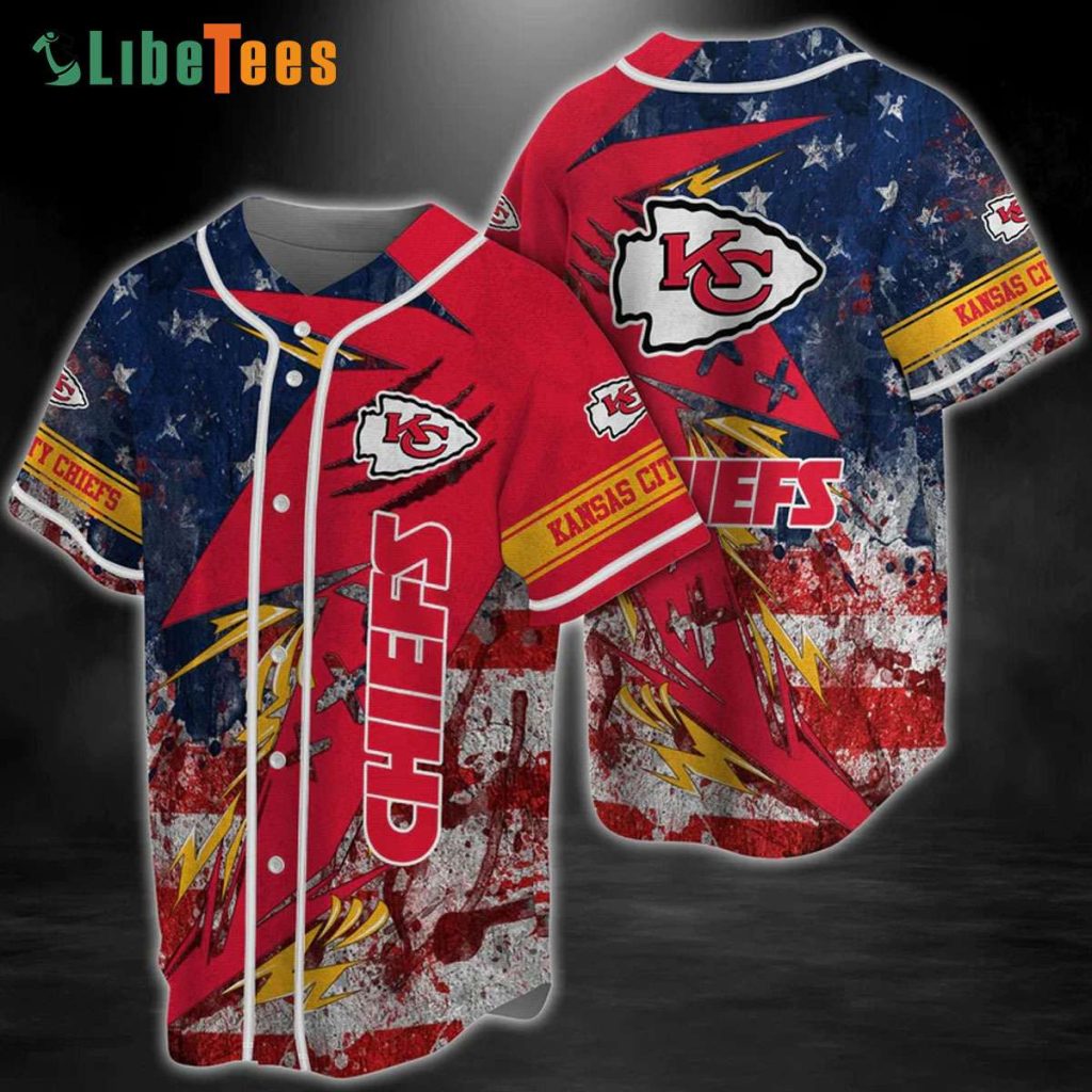 Kansas City Chiefs Baseball Jersey American Flag Pattern - Perfect