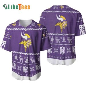 Minnesota Vikings Baseball Jersey, Christmas Pattern