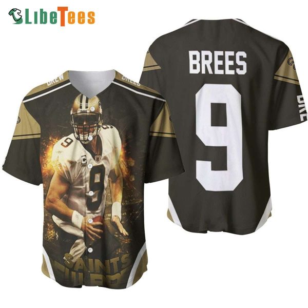 New Orleans Saints Baseball Jersey 9 Drew Brees