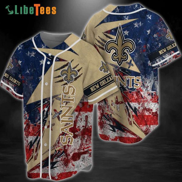 New Orleans Saints Baseball Jersey American Flag