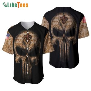 New Orleans Saints Baseball Jersey Camouflage Skull American Flag