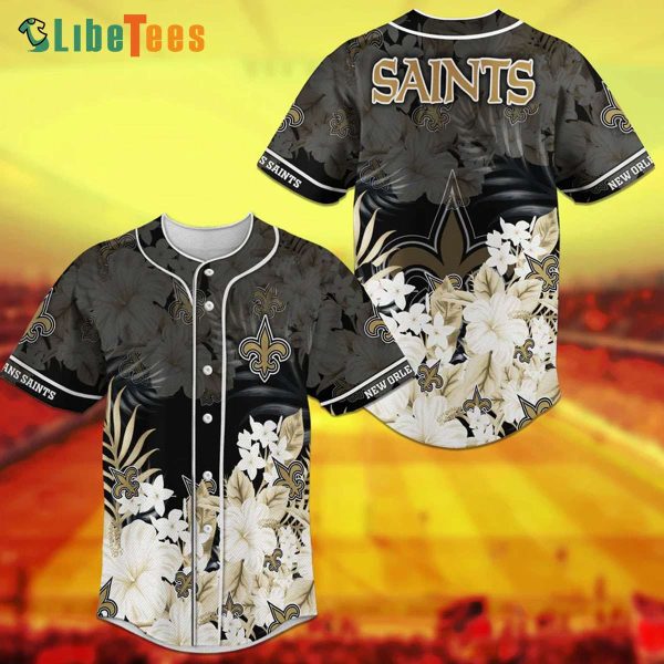 New Orleans Saints Baseball Jersey Hibiscus Flower