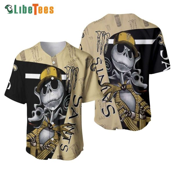 New Orleans Saints Baseball Jersey Jack Skellington Monster Energy Logo