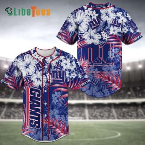New York Giants Baseball Jersey, Tropical Palm and Flowers