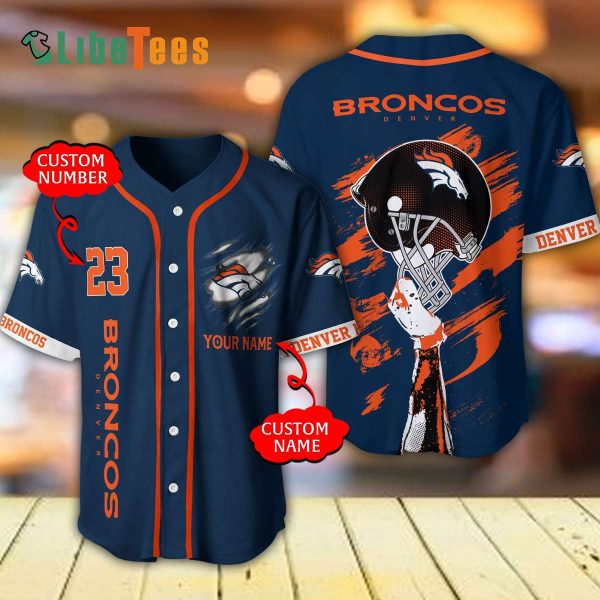 Personalized Denver Broncos Baseball Jersey, Helmet And Logo Graphic