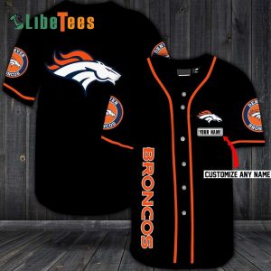 Personalized Denver Broncos Baseball Jersey, Simple Black Design