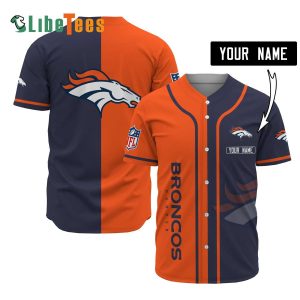 Personalized Denver Broncos Baseball Jersey, Simple Orange Blue Design