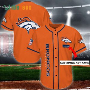 Personalized Denver Broncos Baseball Jersey, Simple Orange Design