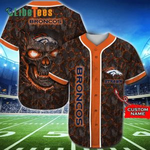 Personalized Denver Broncos Baseball Jersey, Skull Rock