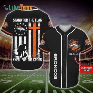 Personalized Denver Broncos Baseball Jersey, Stand For The Flag
