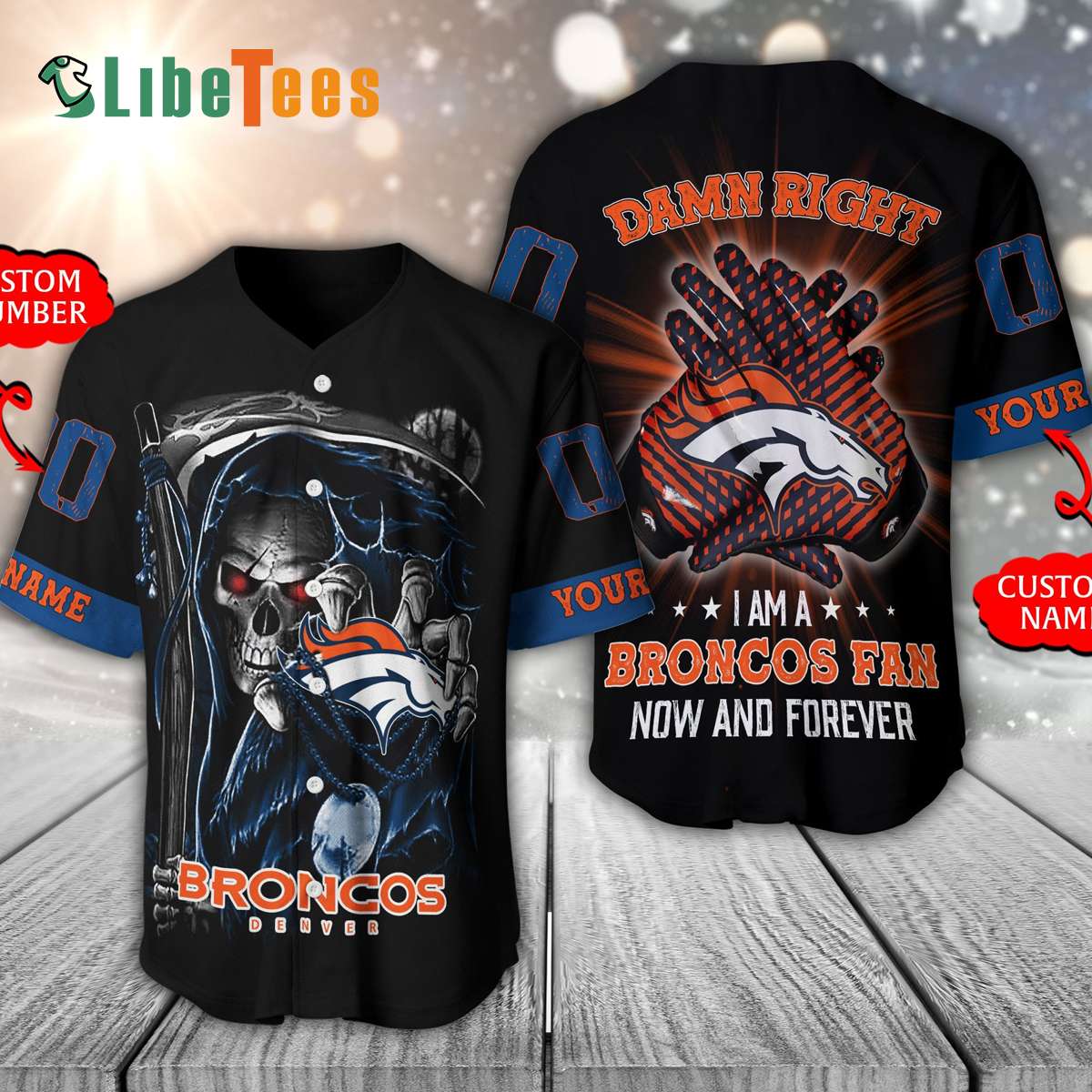 Custom Broncos Hawaiian Shirt Grim Reaper Halloween Denver Broncos