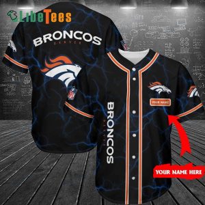 Personalized Denver Broncos Baseball Jersey, Thunder Graphic