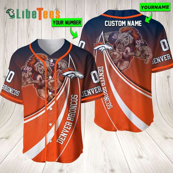 Personalized Denver Broncos Baseball Jersey, Unique Mascot Design