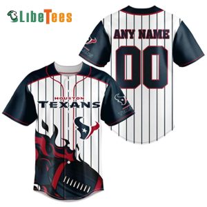 Personalized Houston Texans Baseball Jersey, Fire Rugby And Stripe lines
