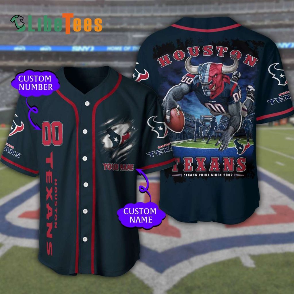 Personalized Houston Texans Baseball Jersey, Mascot Plays Rugby