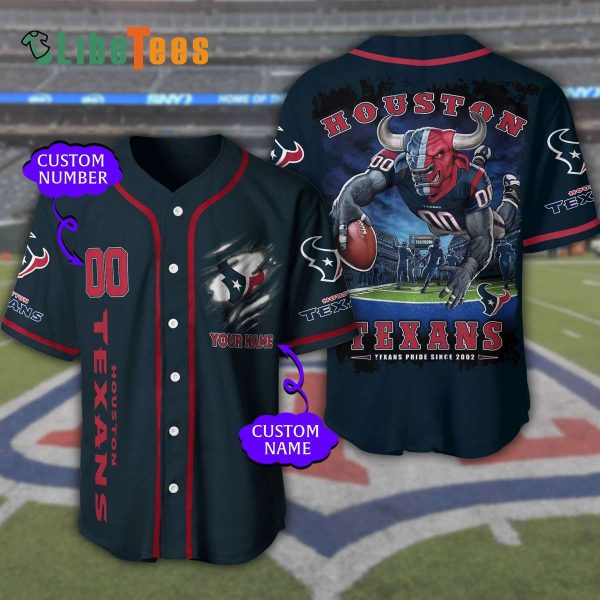 Personalized Houston Texans Baseball Jersey, Mascot Plays Rugby