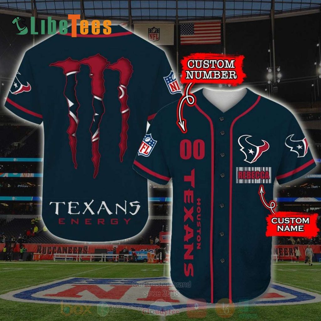Personalized Houston Texans Baseball Jersey, Monster Eneregy