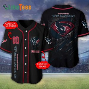 Personalized Houston Texans Baseball Jersey, Simple Black Design