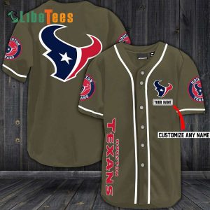 Personalized Houston Texans Baseball Jersey, Simple Brown Design