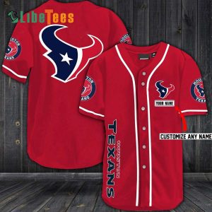 Personalized Houston Texans Baseball Jersey, Simple Red Design