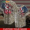 Personalized Kansas City Chiefs Baseball Jersey American Flag And Camo Pattern