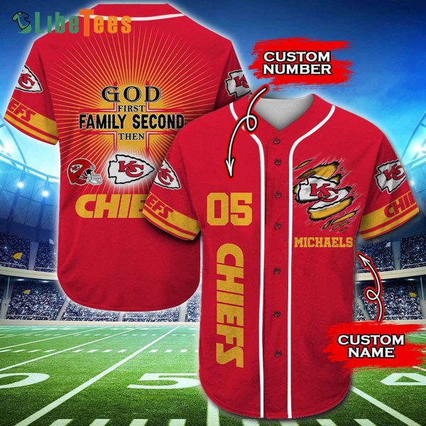 Personalized Kansas City Chiefs Baseball Jersey God First Family Second