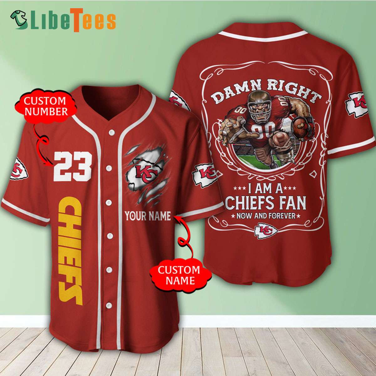 Personalized Kansas City Chiefs Baseball Jersey Mascot I Am A Chiefs Fan