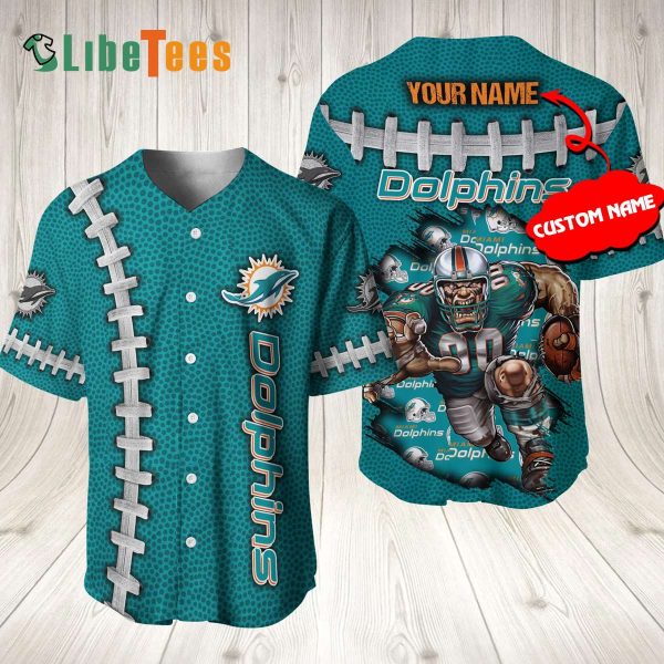 Personalized Miami Dolphins Baseball Jersey, Mascot Logo