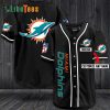 Personalized Miami Dolphins Baseball Jersey, Simple Black Design