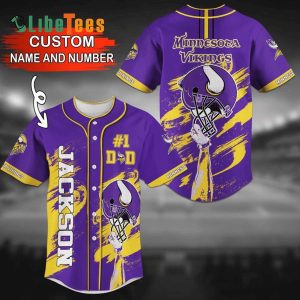 Personalized Minnesota Vikings Baseball Jersey, Hetmet Graphic