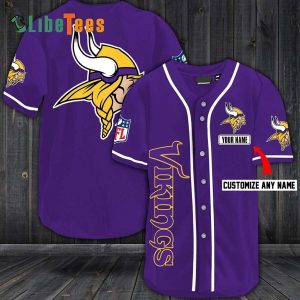 Personalized Minnesota Vikings Baseball Jersey, Simple Purple Design