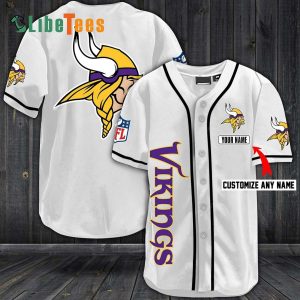 Personalized Minnesota Vikings Baseball Jersey, Simple White Design