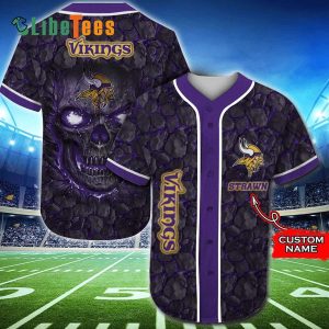 Personalized Minnesota Vikings Baseball Jersey, Skull Rock