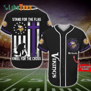 Personalized Minnesota Vikings Baseball Jersey, Stand For The Flag
