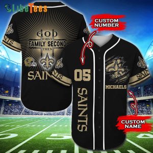 Personalized New Orleans Saints Baseball Jersey God First Family Second Then