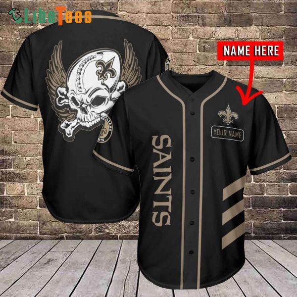 Personalized New Orleans Saints Baseball Jersey Skull