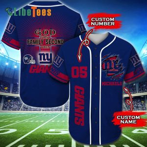 Personalized New York Giants Baseball Jersey, God First Family Second Then